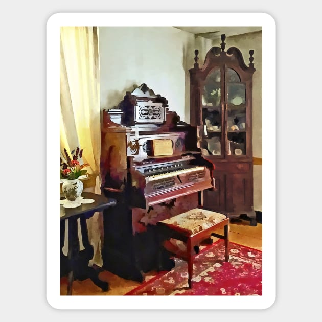 Music - Organ in Victorian Parlor With Vase Sticker by SusanSavad